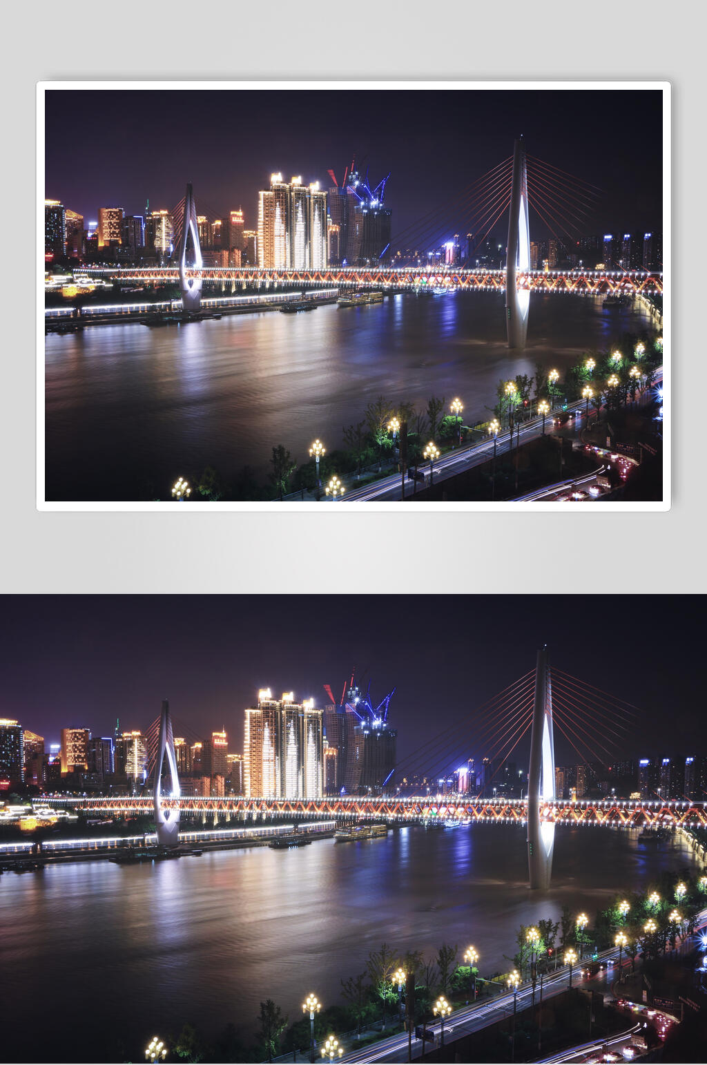 重庆城市江景夜景图片素材