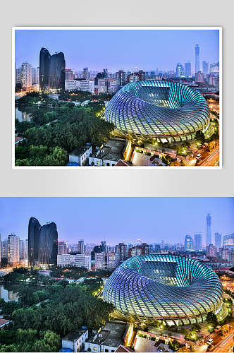 北京傍晚城市风光建筑鸟巢摄影图片