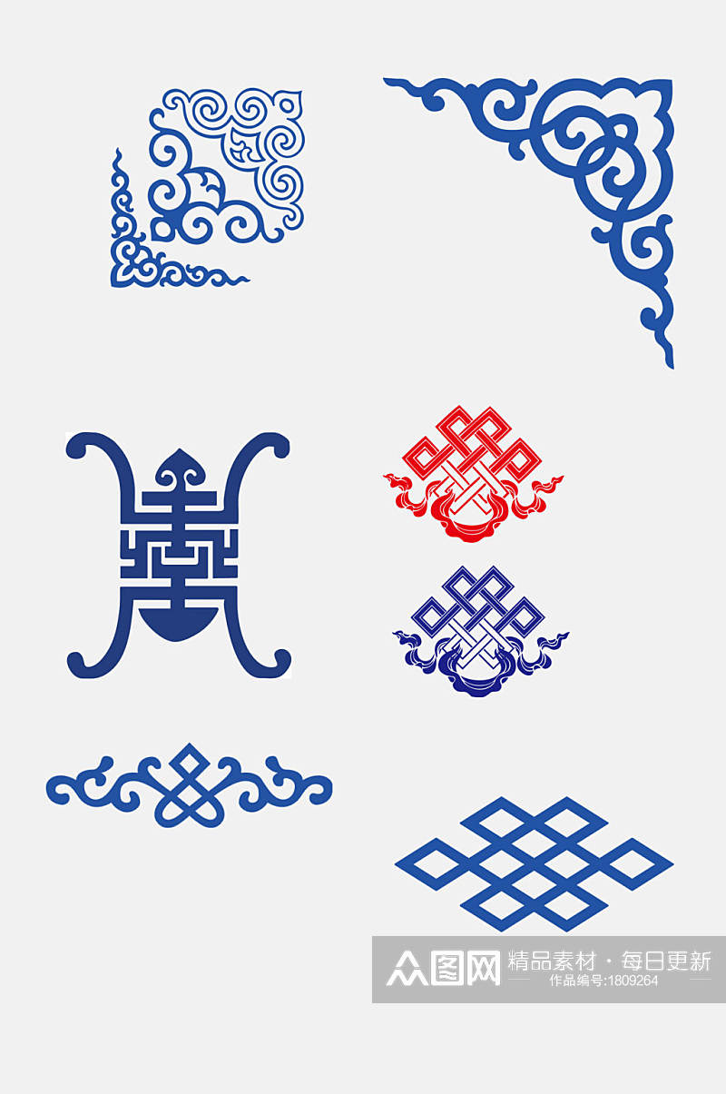 古典西藏蒙古花纹免抠元素素材素材