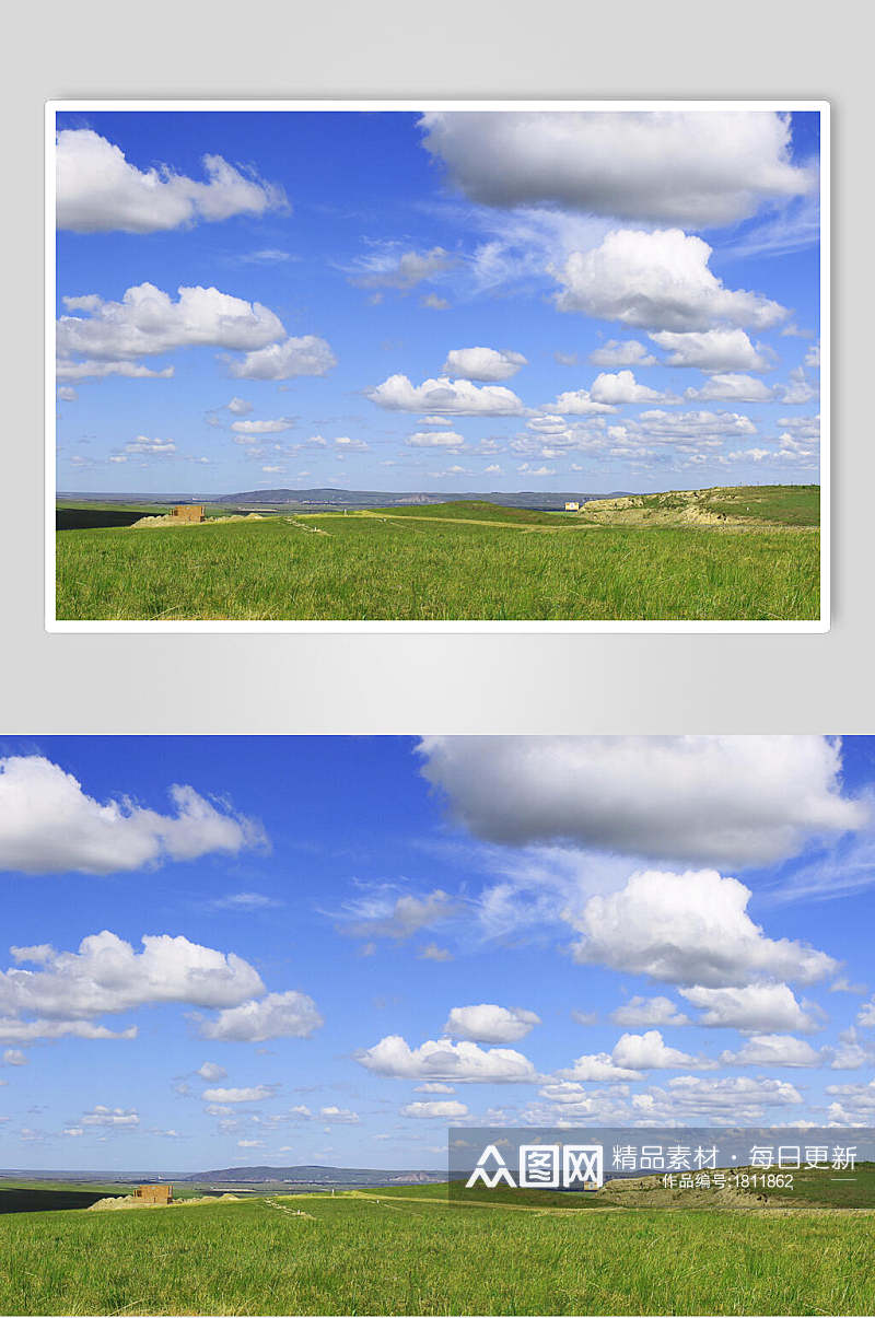 草原上的蓝天白云高清图片素材