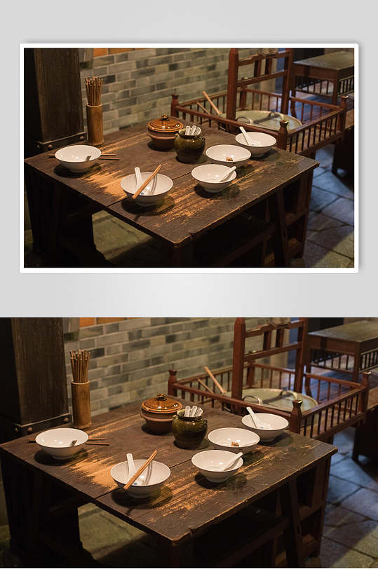 老上海影视场景茶桌餐桌高清图片