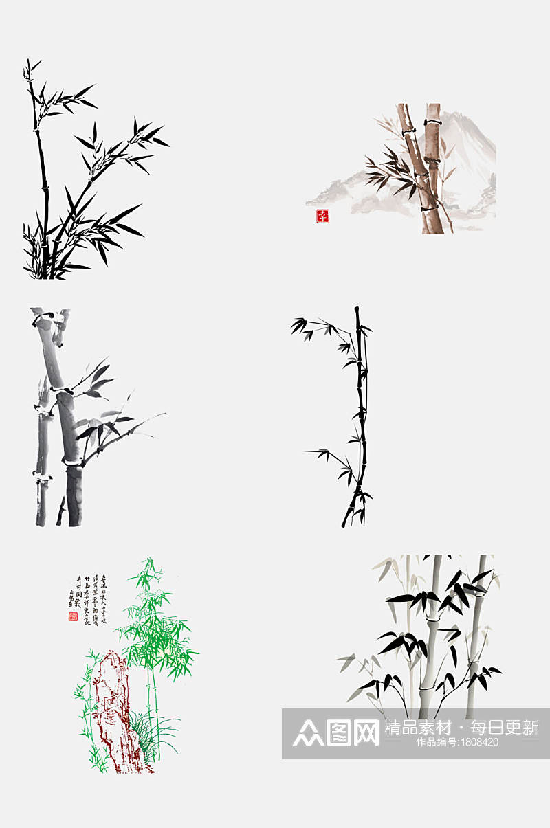 中国风水墨竹子图片元素素材素材