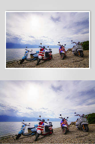 大理洱海骑行摄影图片