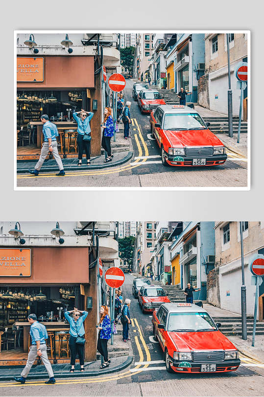 香港风景街角人群汽车高清图片