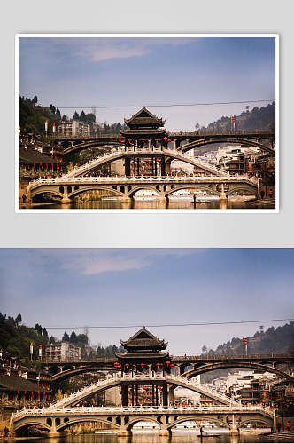凤凰古城山水摄影背景素材图片
