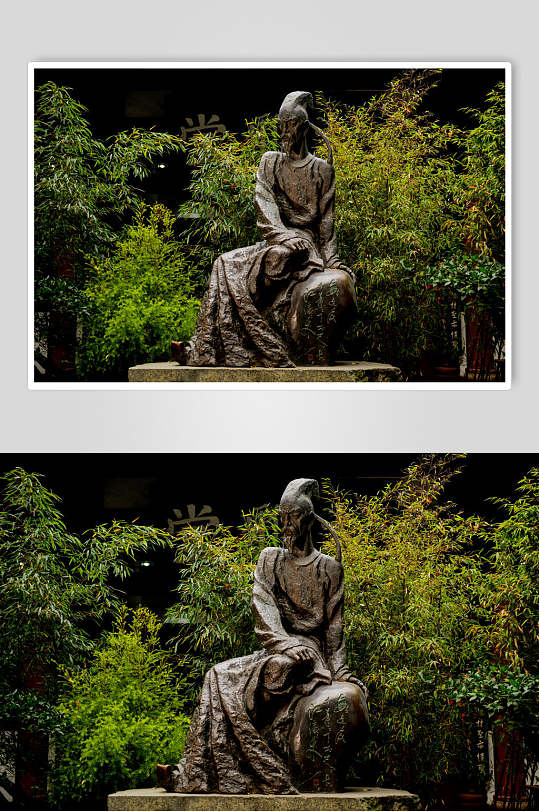 成都杜甫草堂雕像摄影图片