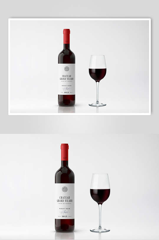 简约红酒瓶酒杯样机-众图网