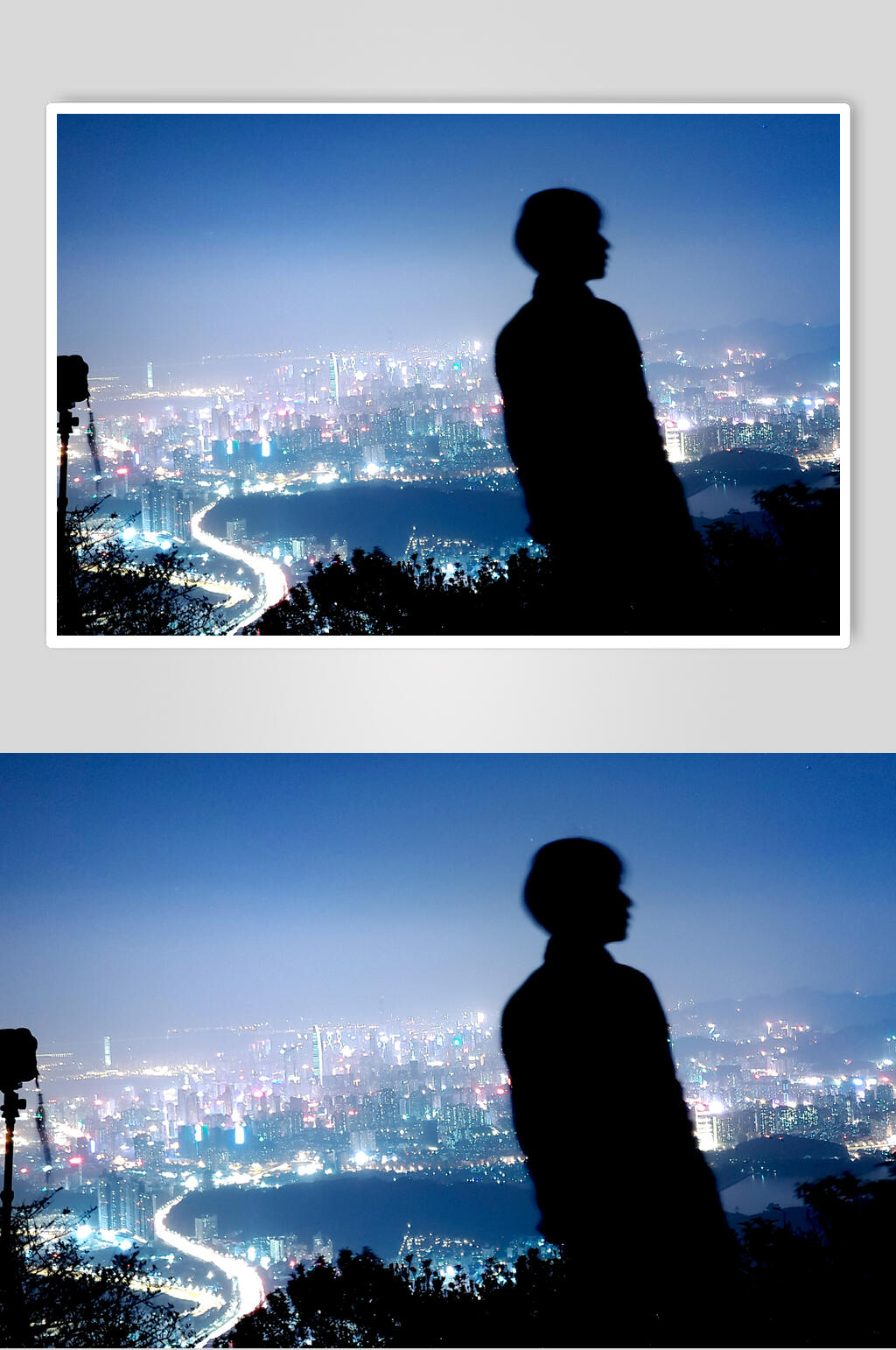 梧桐山巅深圳之夜高清图片素材