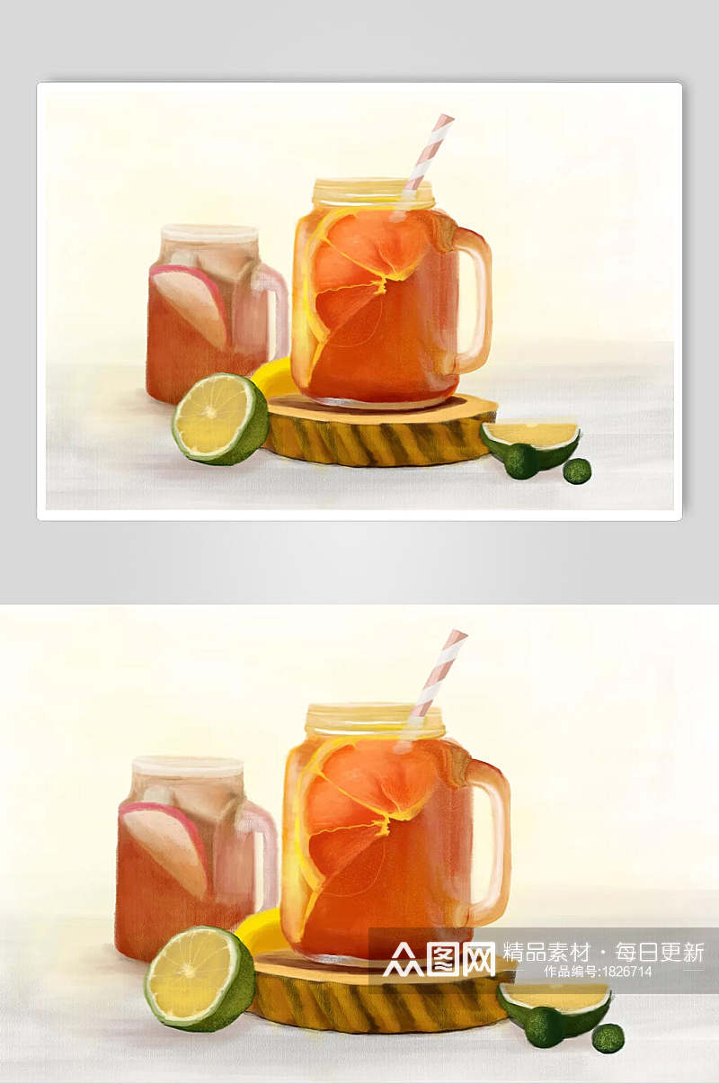 柠檬西柚果汁饮料图片素材