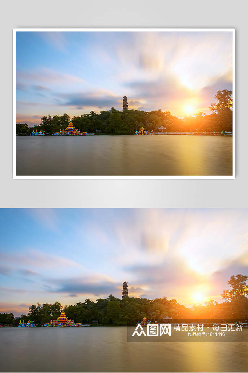 广东惠州西湖落日背景高清图片素材