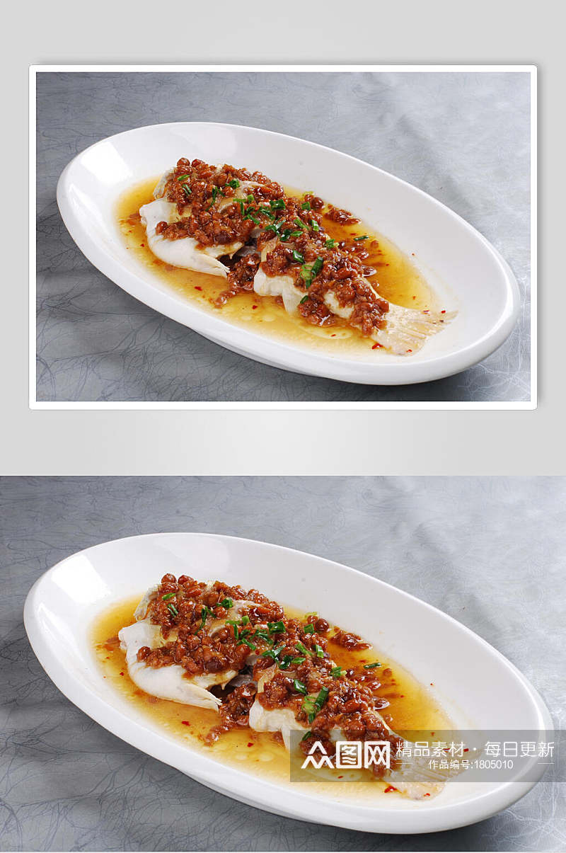腊八酱蒸红鳟鱼餐饮美食图片素材