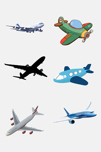 卡通飞机客机免抠元素素材