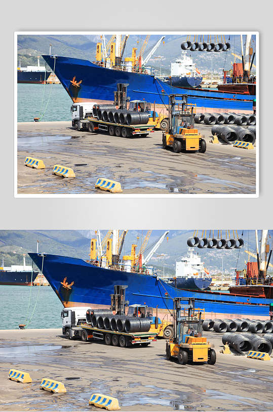 轮船货船航运作业图片