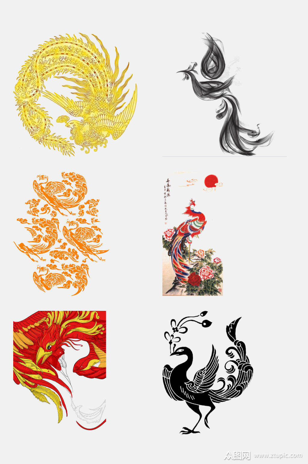 五彩凤凰免抠元素素材