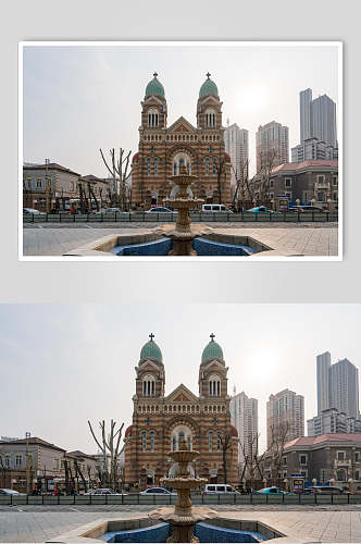静谧天津城市风光摄影插画元素背景图片
