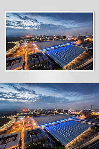 蓝调的深圳北站高铁站高清图片