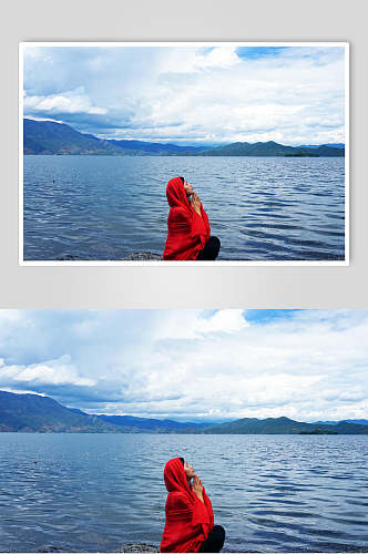 清澈泸沽湖摄影元素图片