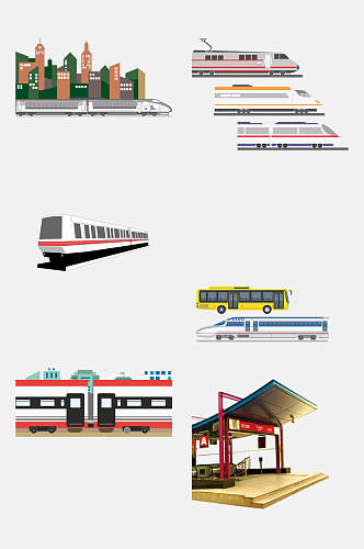 铁路元素 地铁动车高铁列车免抠设计元素素材
