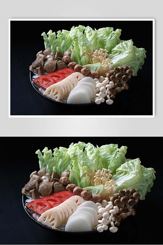 火锅配菜鲜新菇类摆盘图片