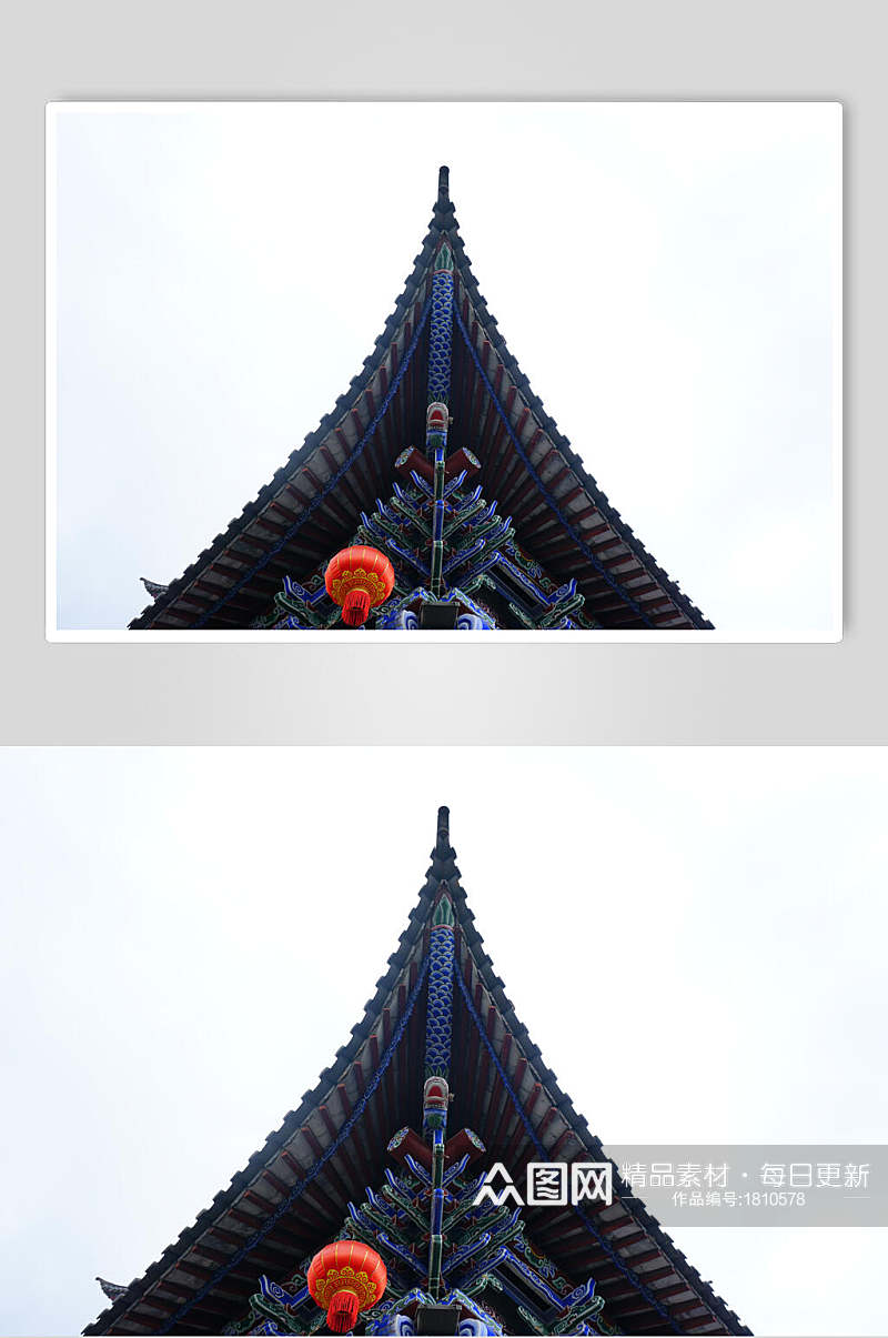 丽江古城挂红灯笼的屋檐高清图片素材
