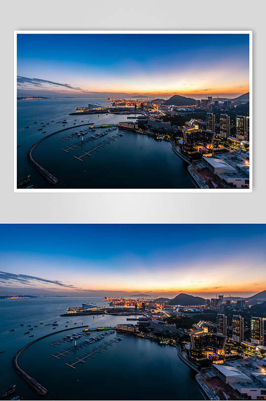 夜幕蓝色的港湾美景图片