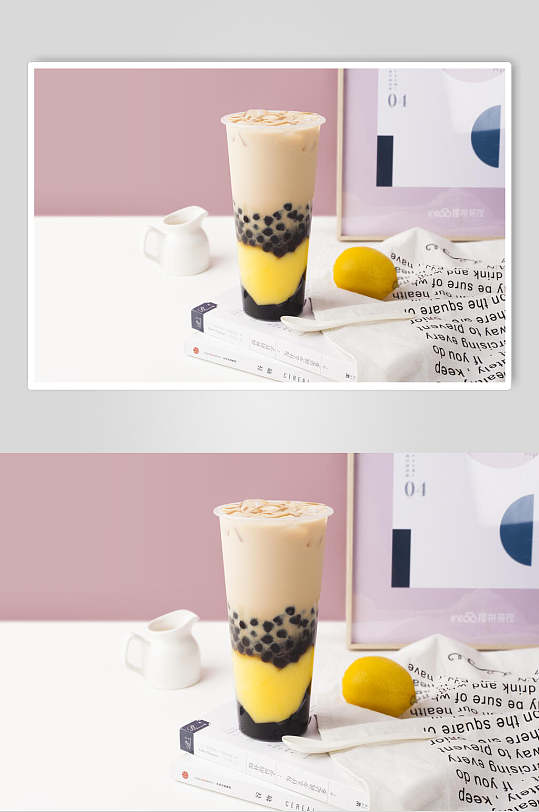 健康美味芒果黑糖珍珠奶茶水果茶图片