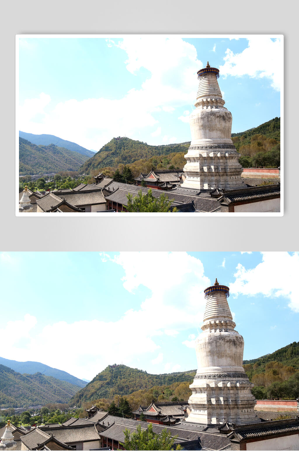 五台山里的白塔高清图片素材