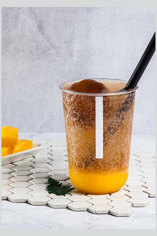 芒果可乐奶茶水果茶摄影图片-众图网