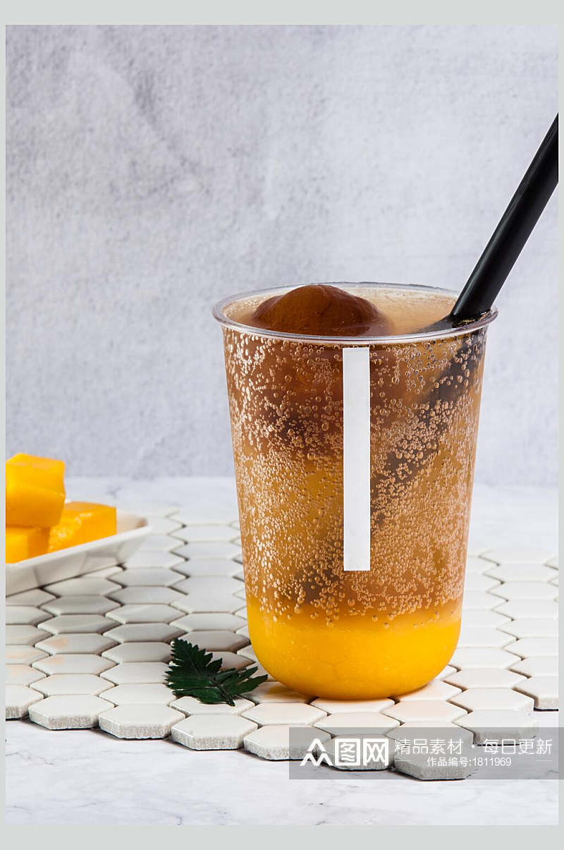 芒果可乐奶茶水果茶摄影图片素材