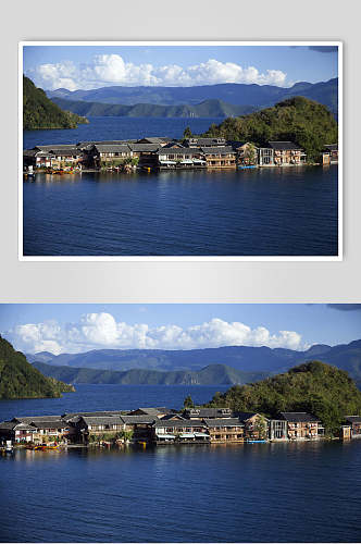 著名泸沽湖景点元素图片