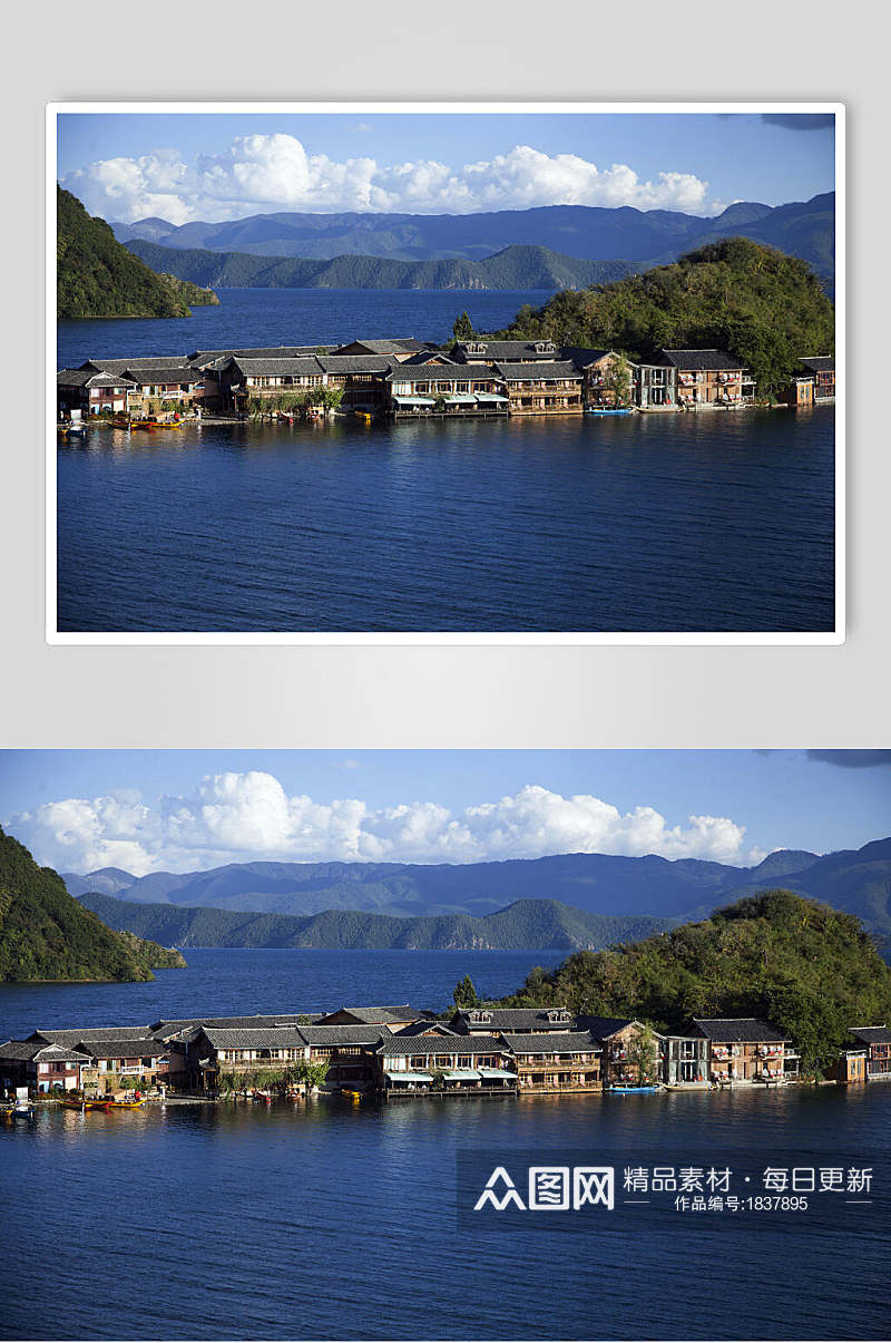 著名泸沽湖景点元素图片素材