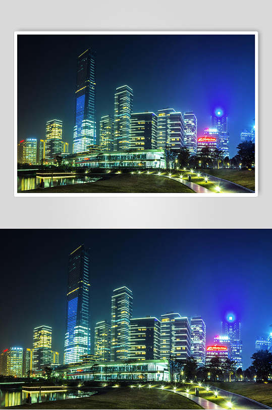 城市建筑LED灯饰夜景高清图片