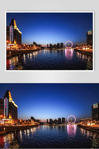 天津城市风光夜景摄影背景元素素材图片