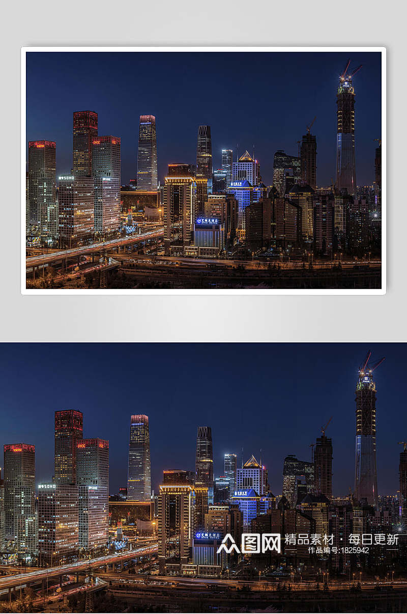 北京城市高楼夜景风光建筑高清图片素材