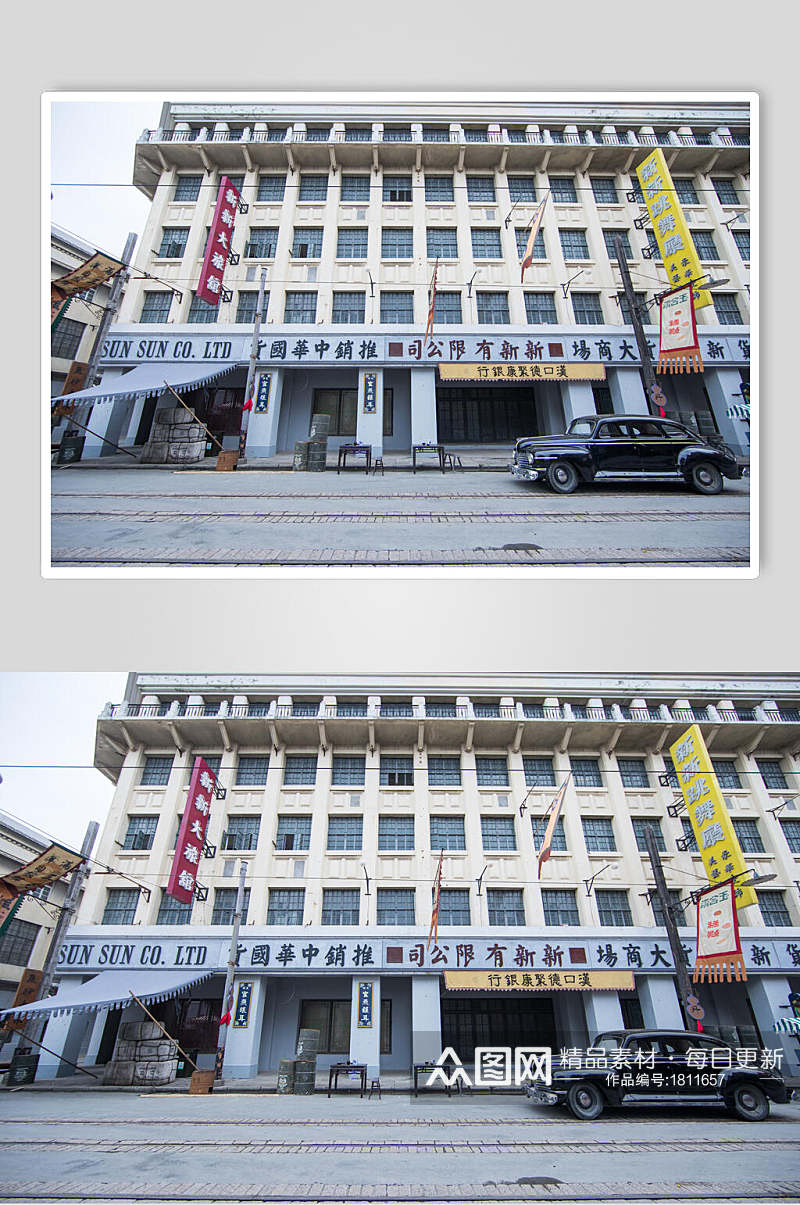 老上海电影场景街道高清图片素材