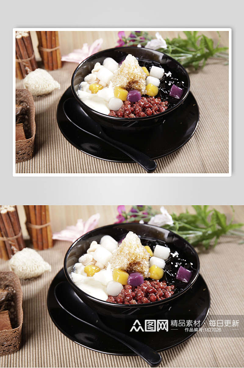 红豆仙草芋圆甜品图片素材