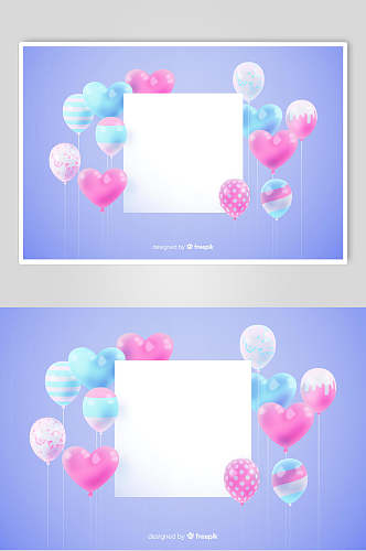 紫色气球生日快乐背景设计元素素材