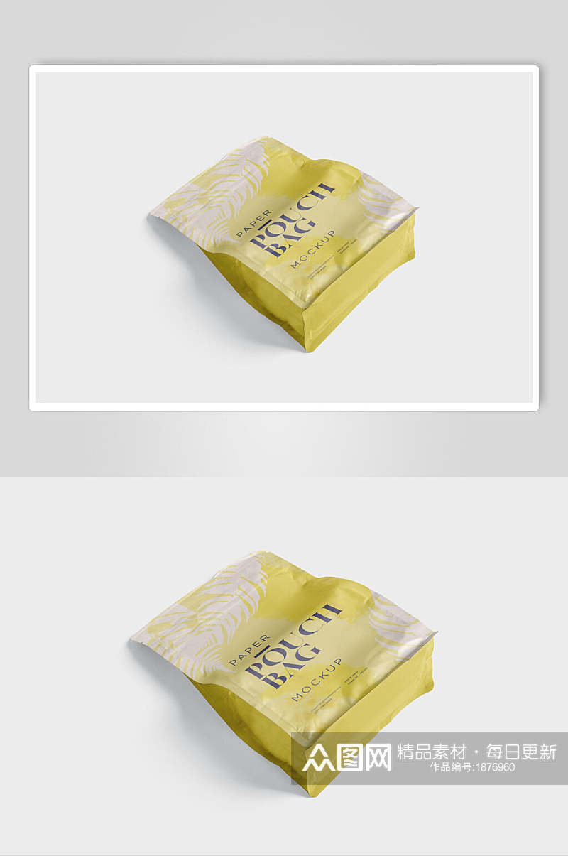 清新黄色食品包装袋样机效果图素材
