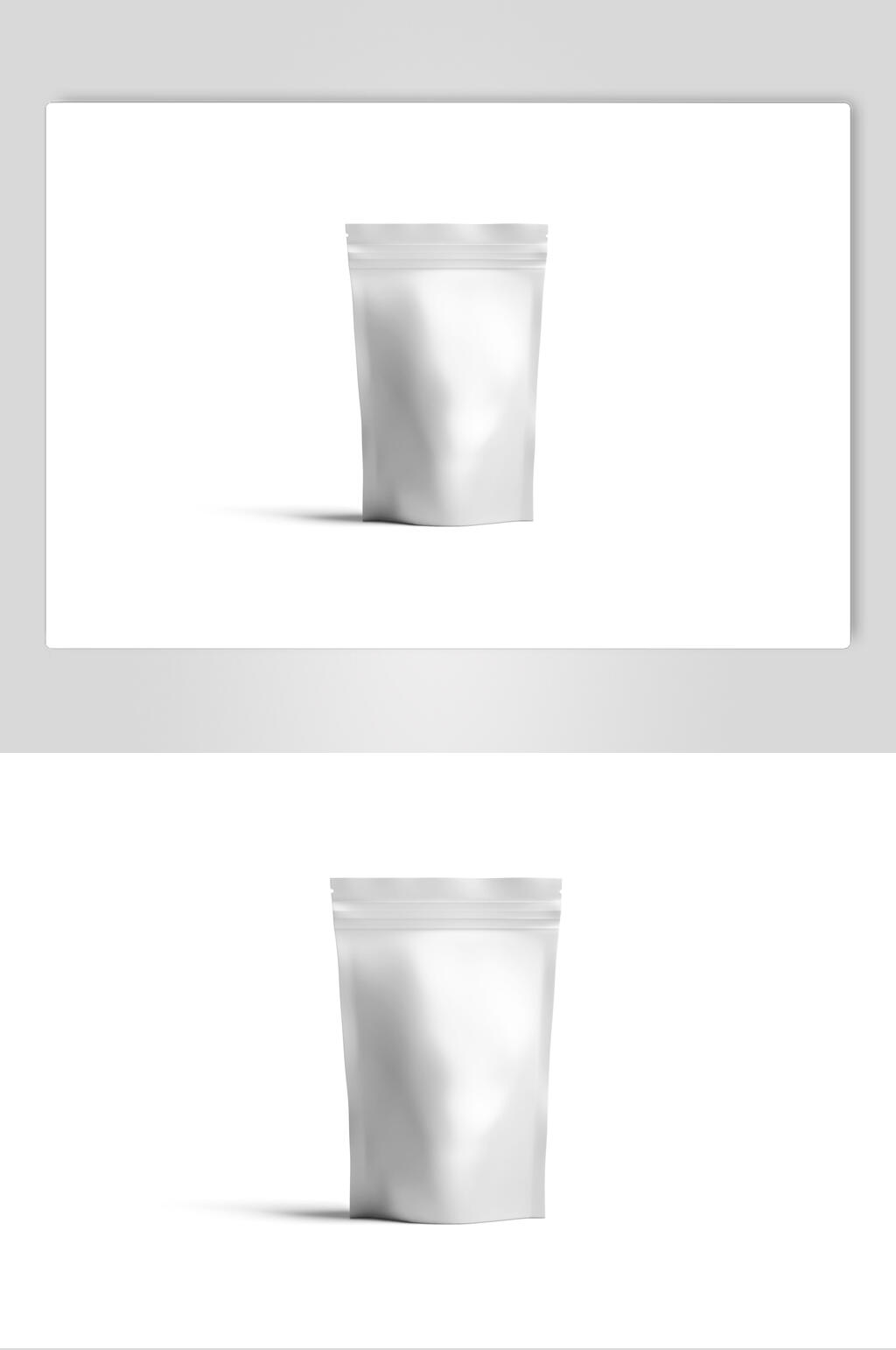 白色自封自封食品袋样机效果图素材