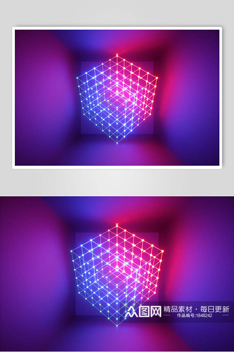 创意方形空间光线折射光效图片素材