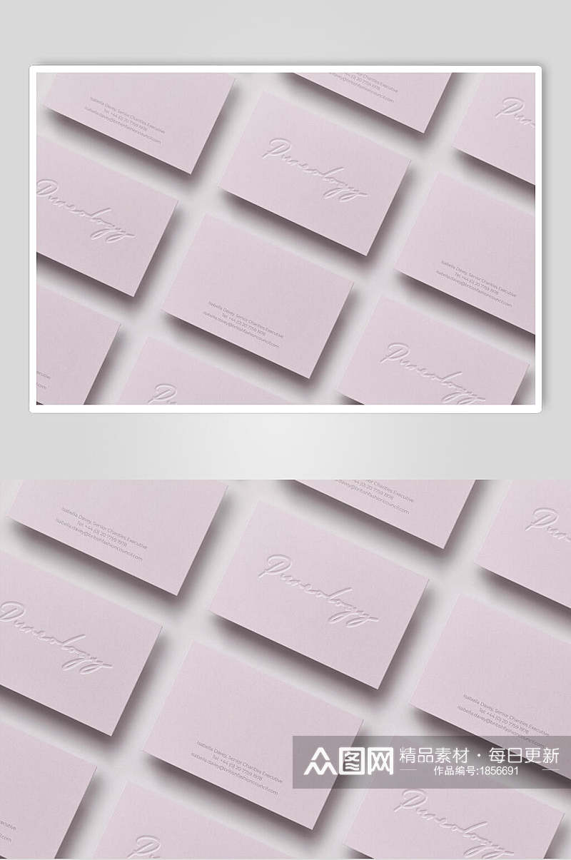 简洁粉色产品名片样机正反面效果图素材