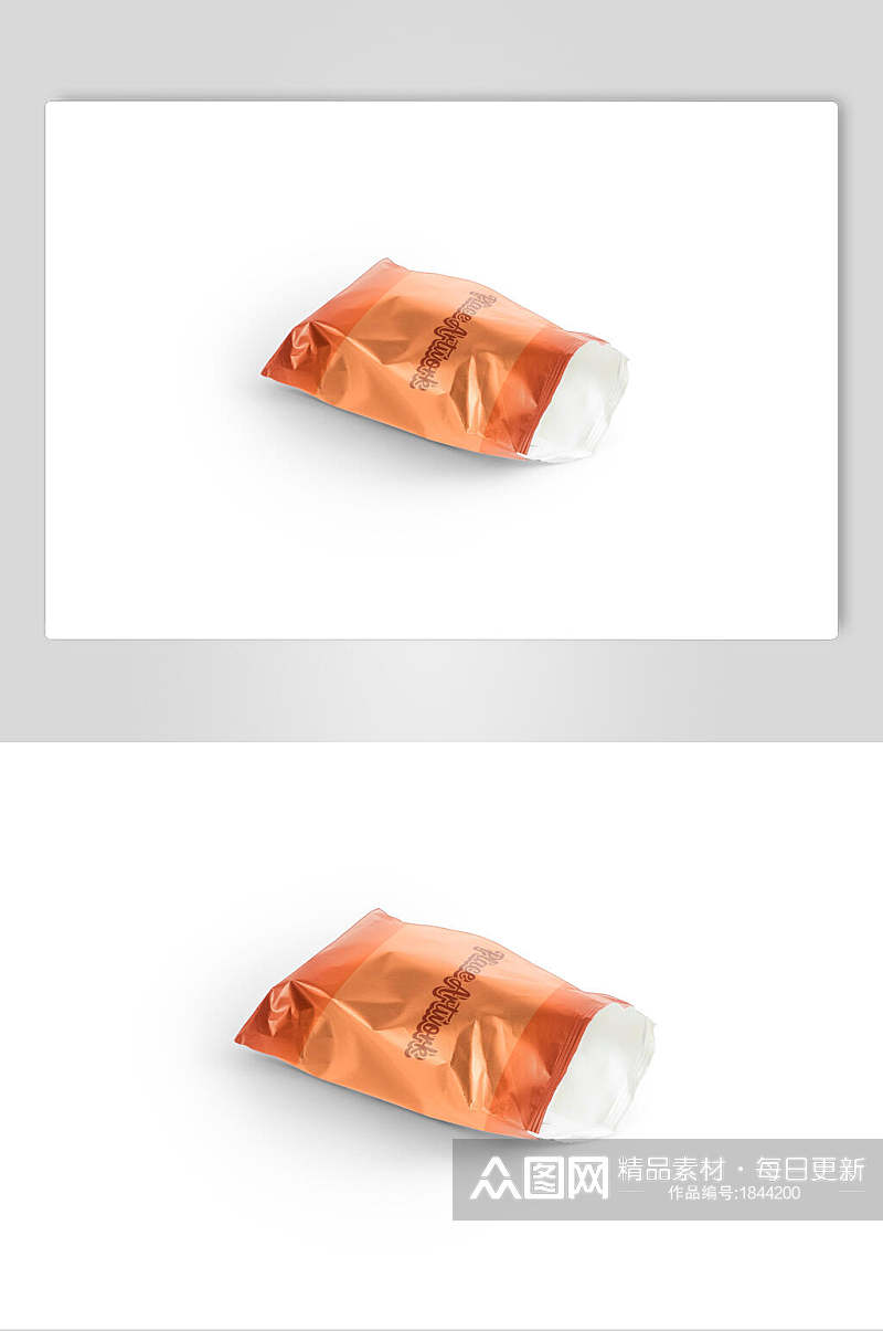 简约橘色膨化食品包装样机素材