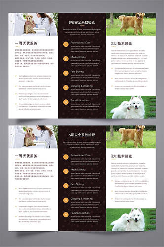 清新时尚宠物医院三折页设计宣传单
