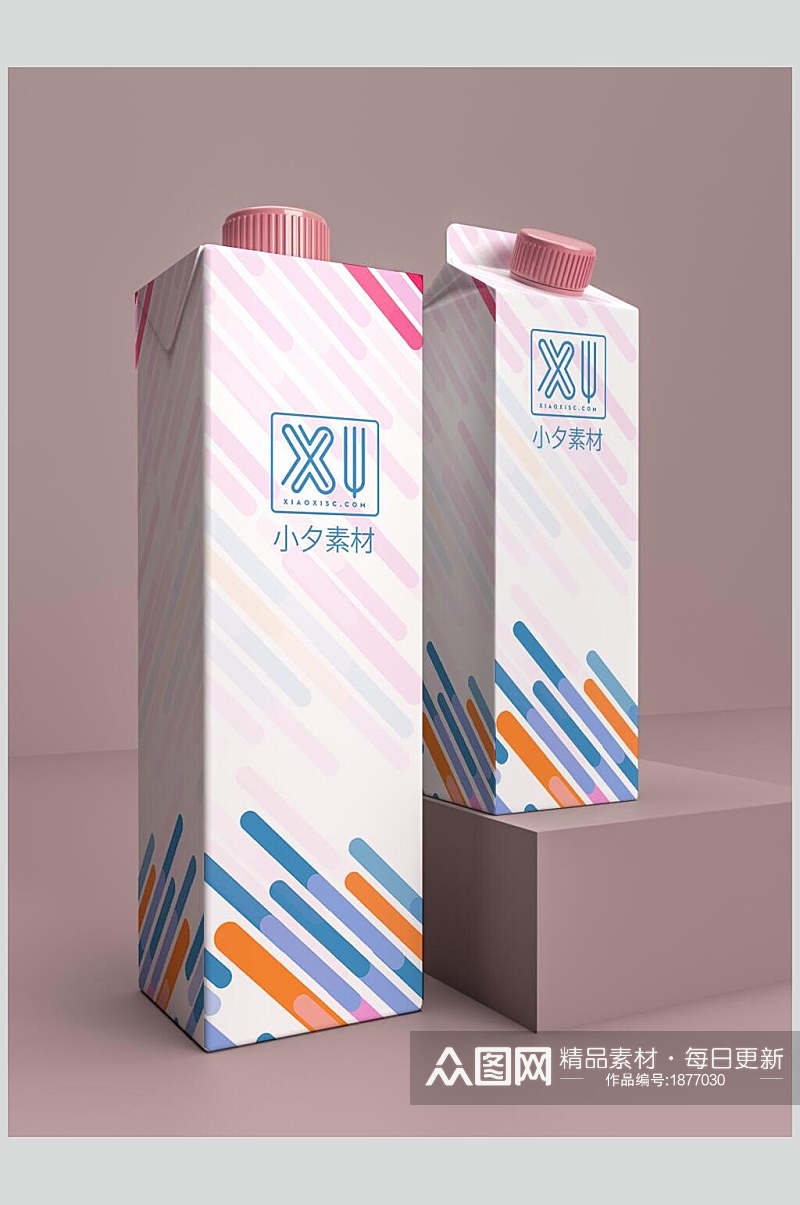 清新牛奶饮料包装样机贴图效果图素材