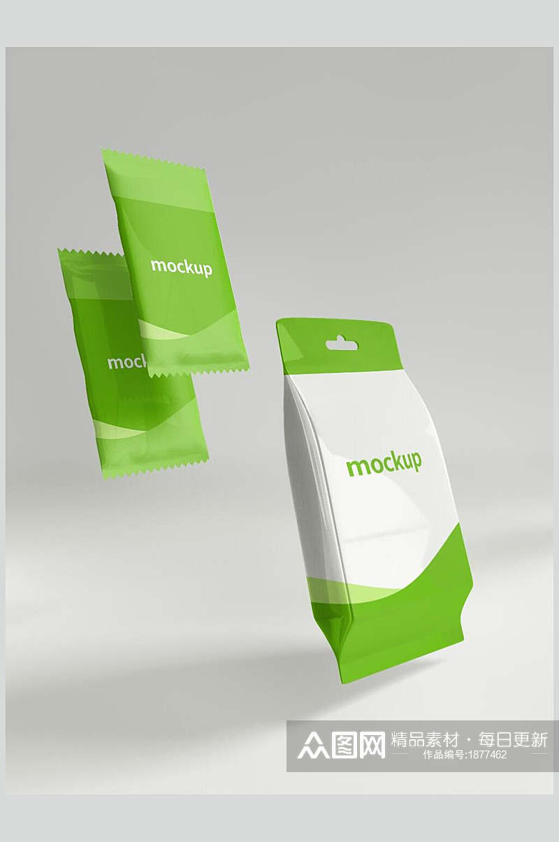 清新绿色纸巾包装样机效果图素材