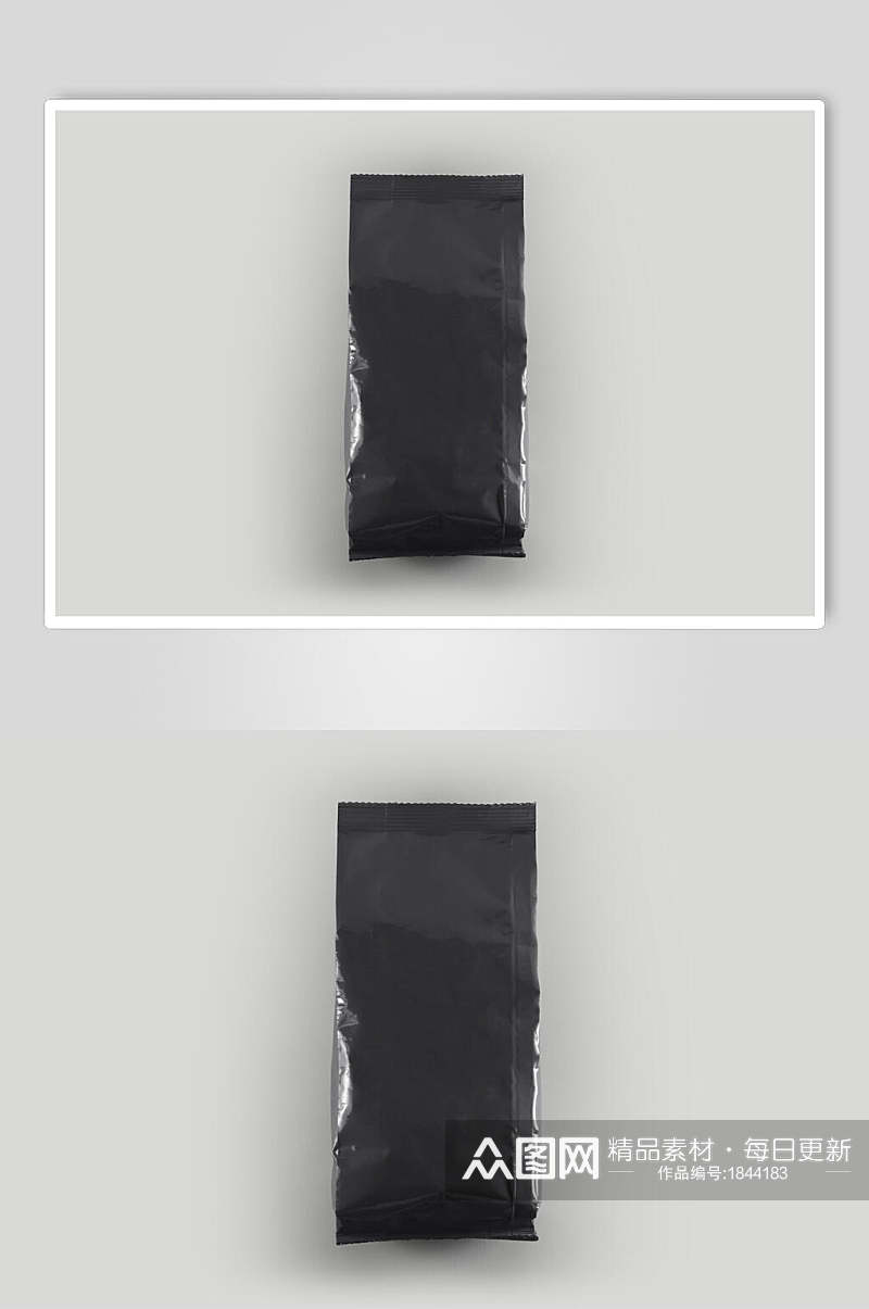 黑色简约速溶饮品食品包装袋样机效果图素材