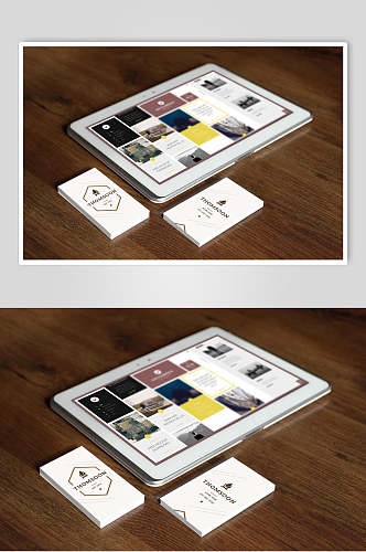 木纹底名片宣传整套VI样机效果图
