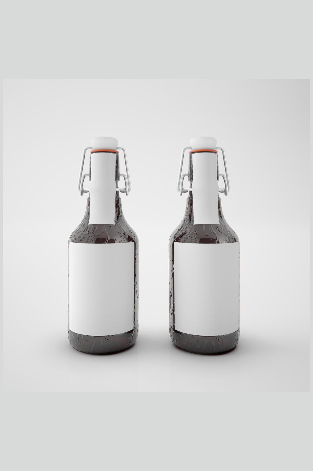 简约易开盖玻璃啤酒瓶样机素材