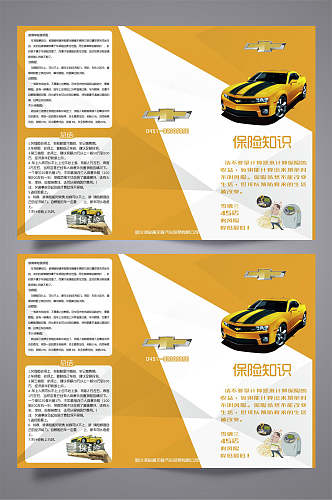 汽车保险知识三折页设计宣传单