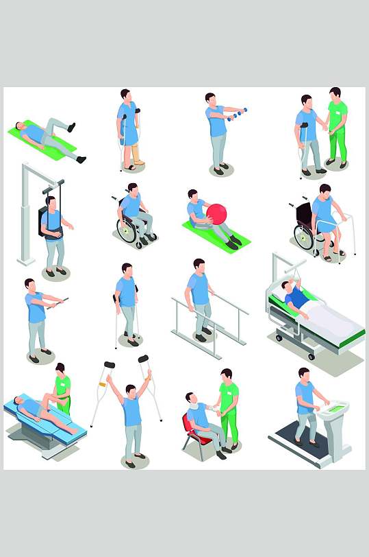 病人复健理疗康复过程设计素材